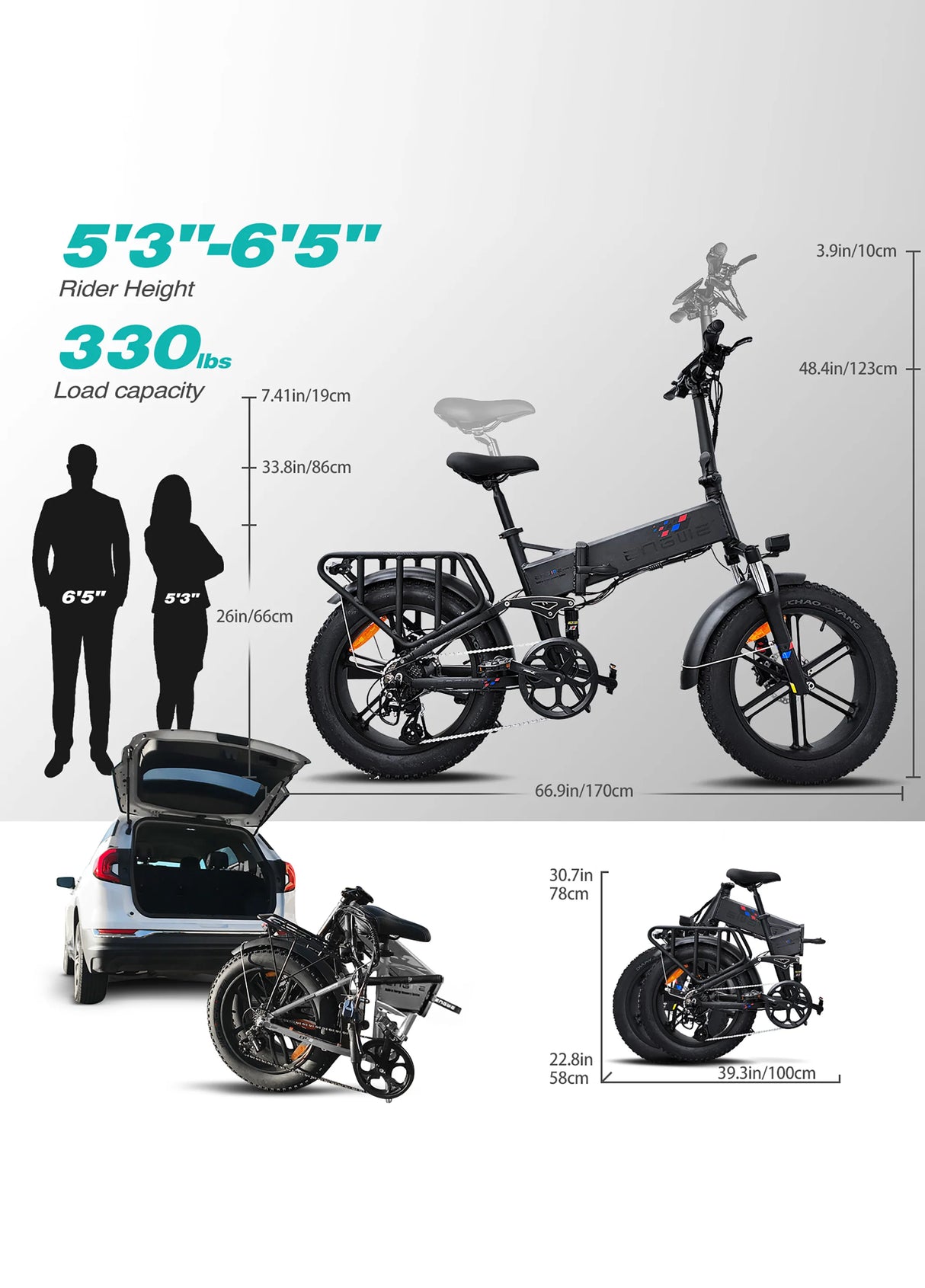 ENGINE PRO 1000W 62Miles Full Suspension Foldable E-bike