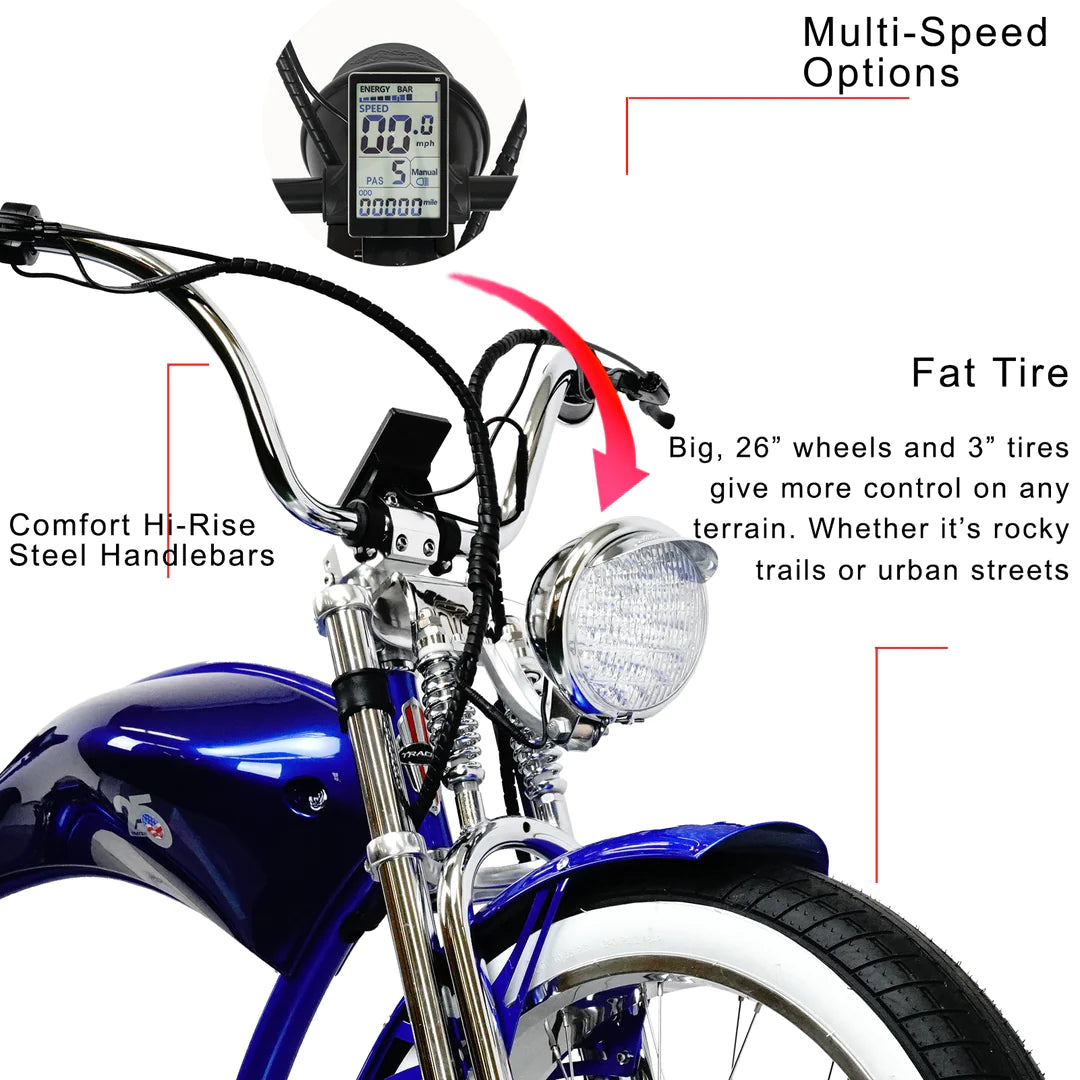 Tracer Twenty5 GTS 26" 500W Dual Spring Electric Chopper Bike