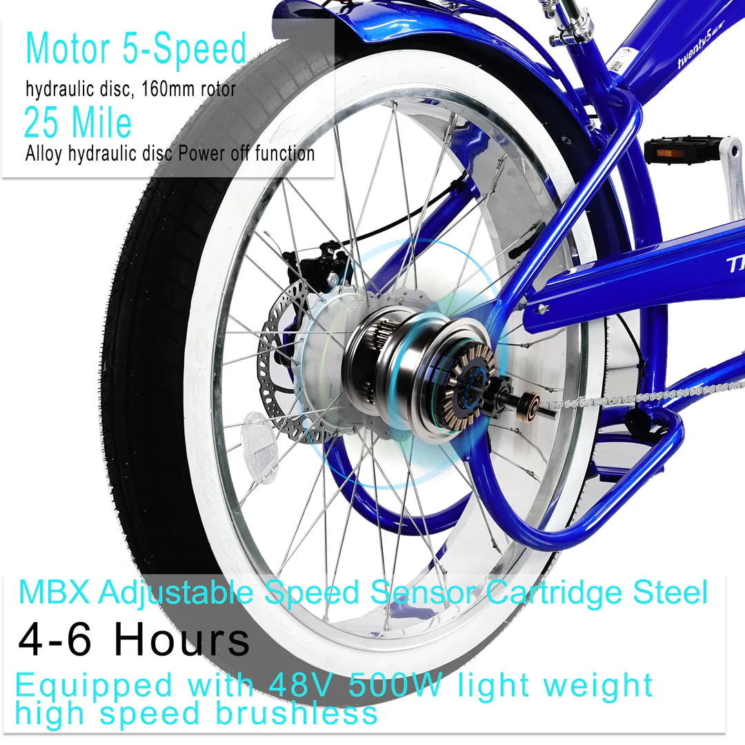 Tracer Twenty5 GTS 26" 500W Dual Spring Electric Chopper Bike