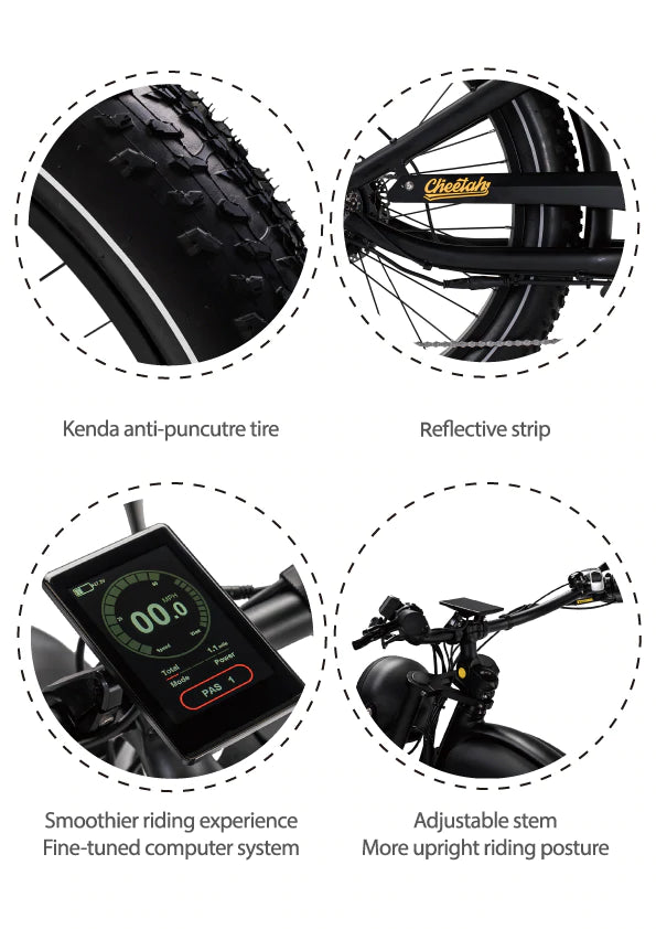 Revi Cheetah Plus Café Racer 750W Electric Chopper Bike