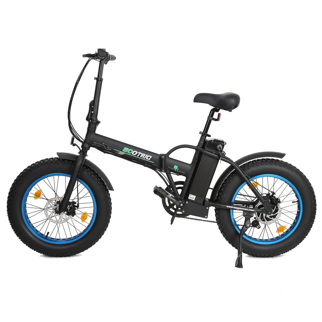 Ecotric Fat Tire Portable Folding Electric E Bike-Matt Black And blue