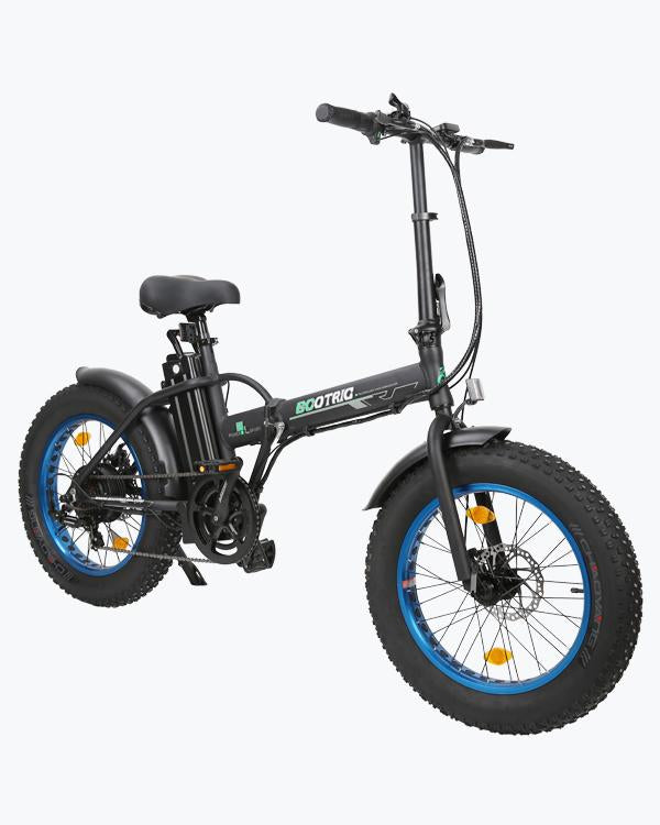 Ecotric Fat Tire Portable Folding Electric E Bike-Matt Black And blue