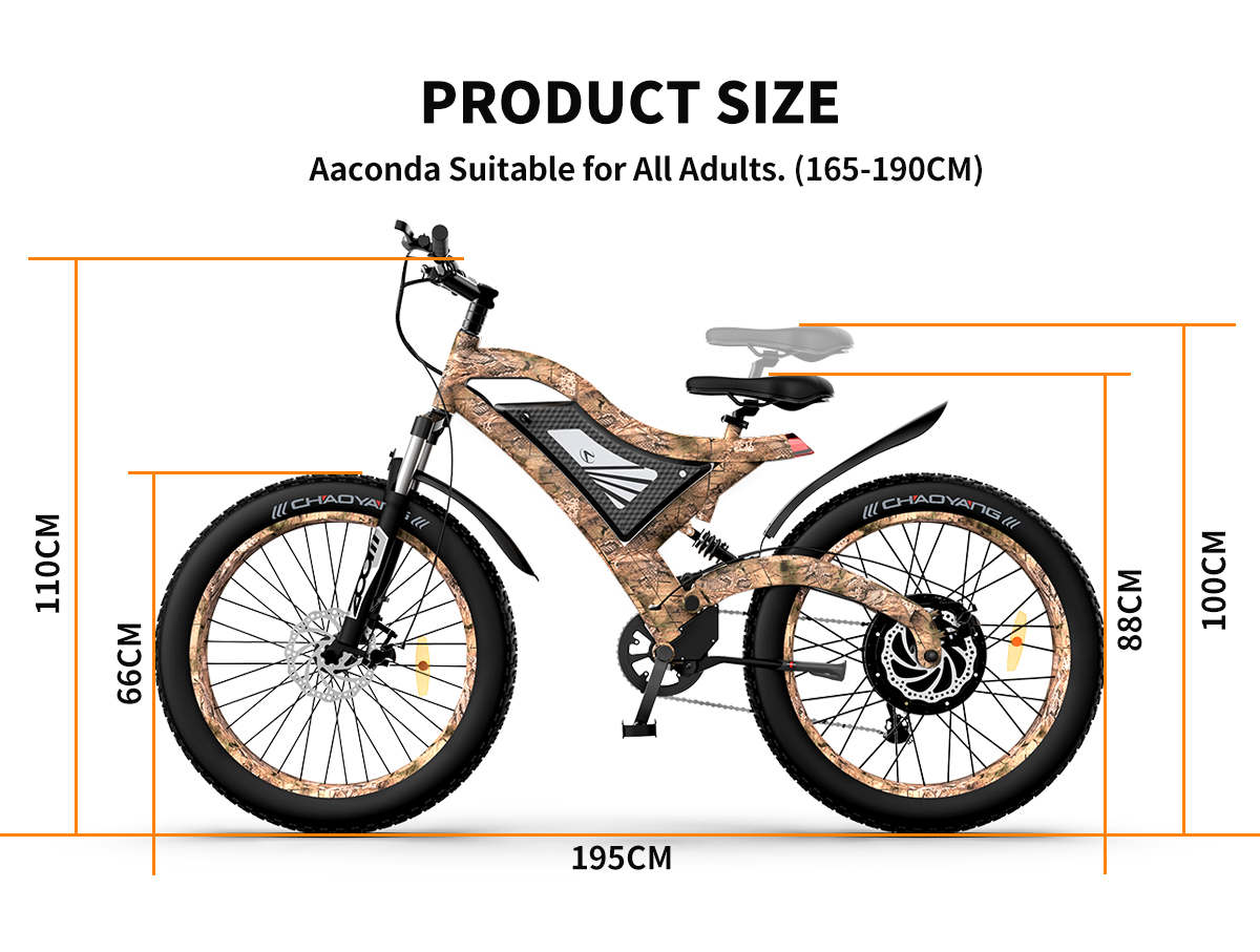 AostirMotor S18 1500W Electric Bike Snakeskin Grain - E-Wheel Warehouse