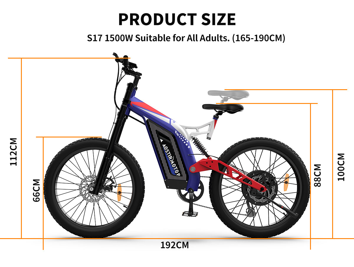 AostirMotor Big Front Fork Electric Bike S17-1500W - E-Wheel Warehouse