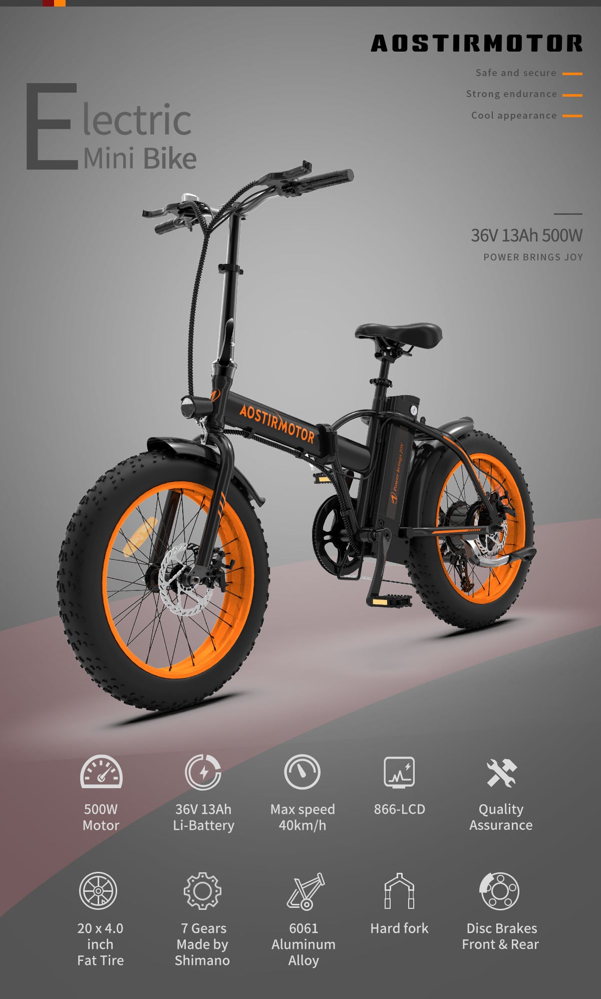 AostirMotor Fat Tire Folding Electric Bike A20 - E-Wheel Warehouse