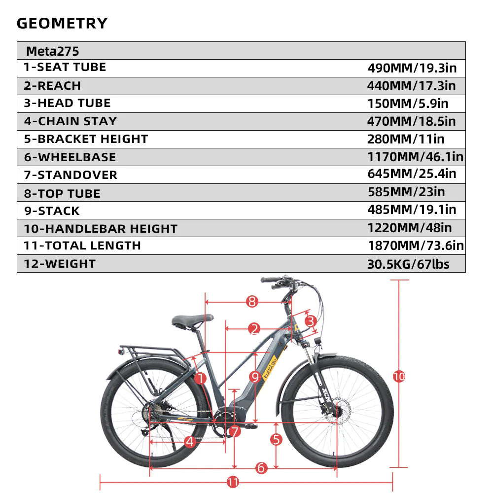 Eunorau META275 Step Thru Electric Commuter Bike