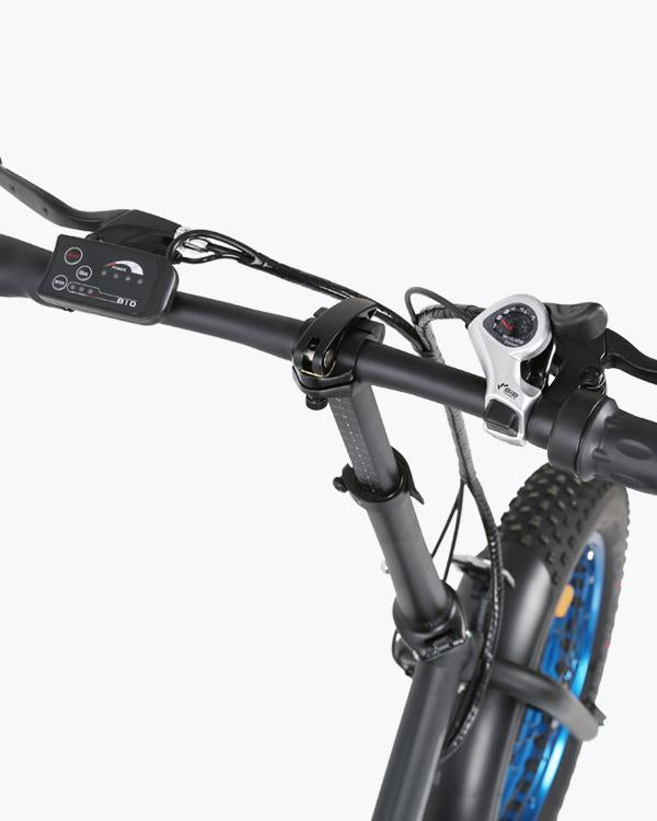 Ecotric Fat Tire Portable Folding Electric E Bike-Matt Black And blue