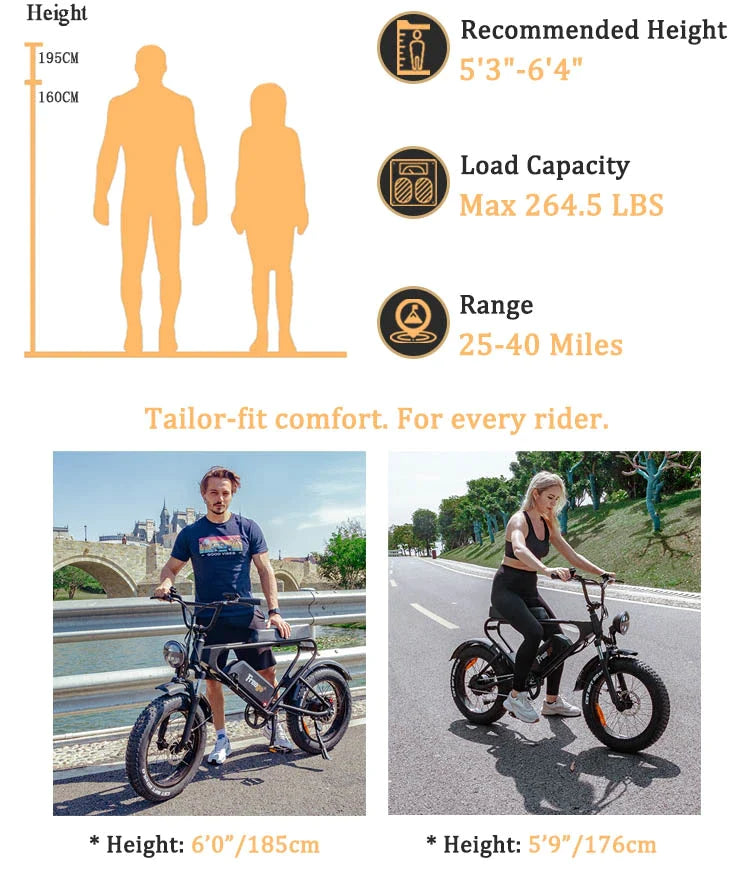 Freego DK200 Off Road Mountain Electric Bike 20'' Fat tires 1200W Powerful Motor 20Ah Lithium Battery