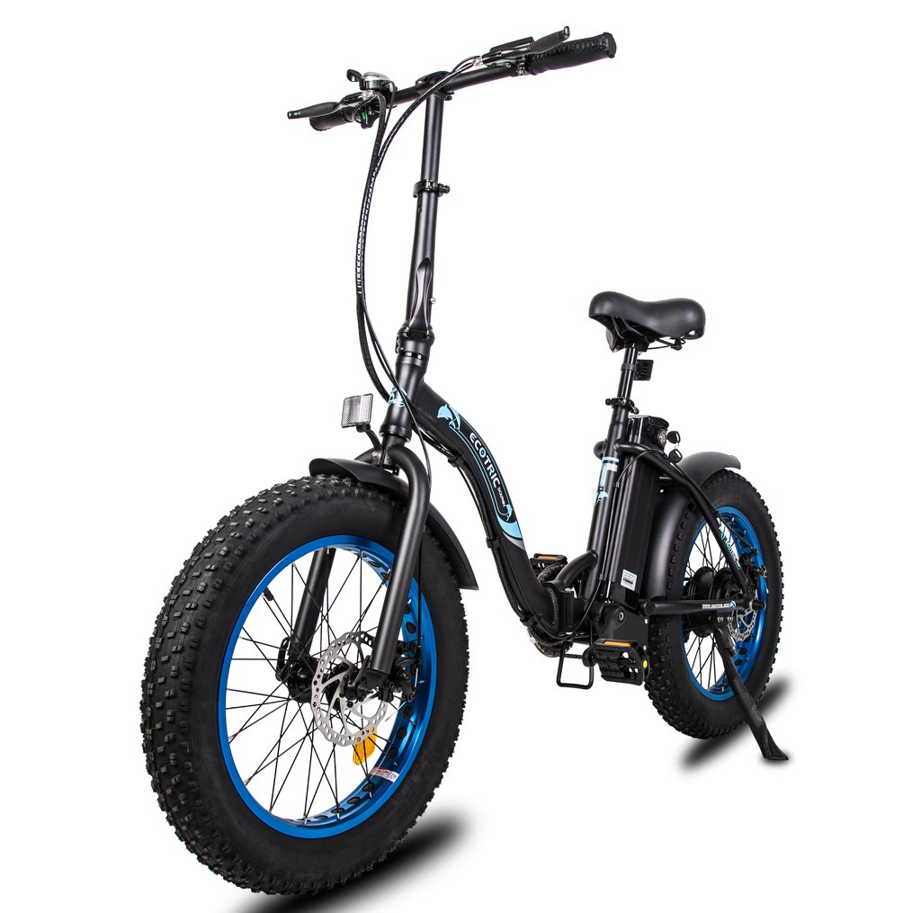 Ecotric Portable And Folding Fat Tair Bike Model Dolphin Black, Blue