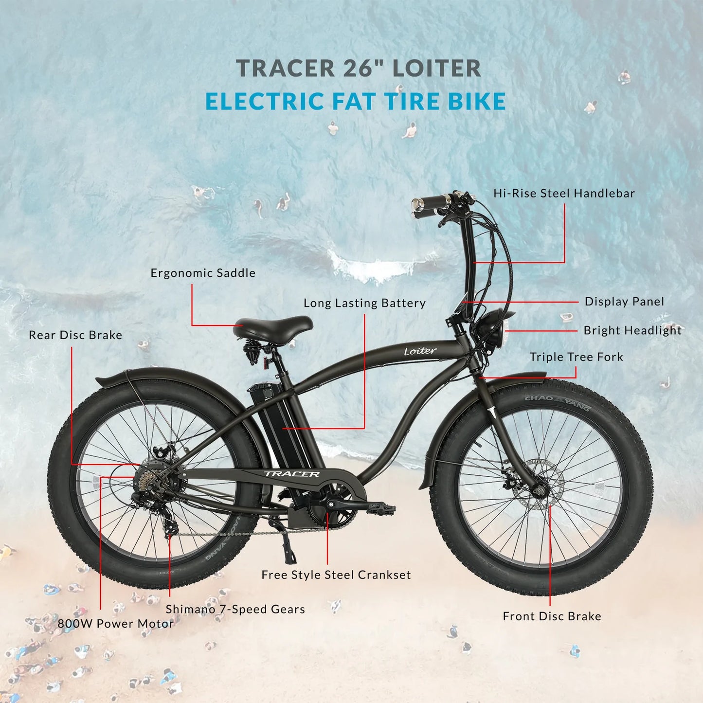 Tracer 26" Loiter Electric Beach Cruiser Bike