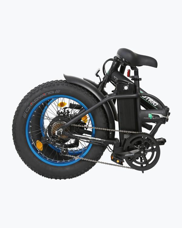 Ecotric Fat Tire Portable Folding Electric E Bike-Matt Black And blue
