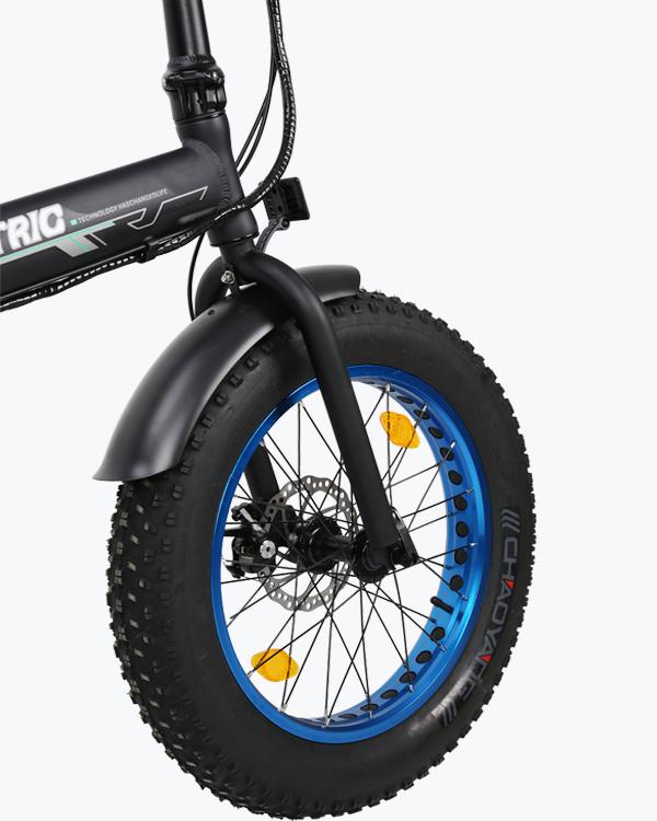Ecotric Fat Tire Portable Folding Electric E Bike-Matt Black And blue