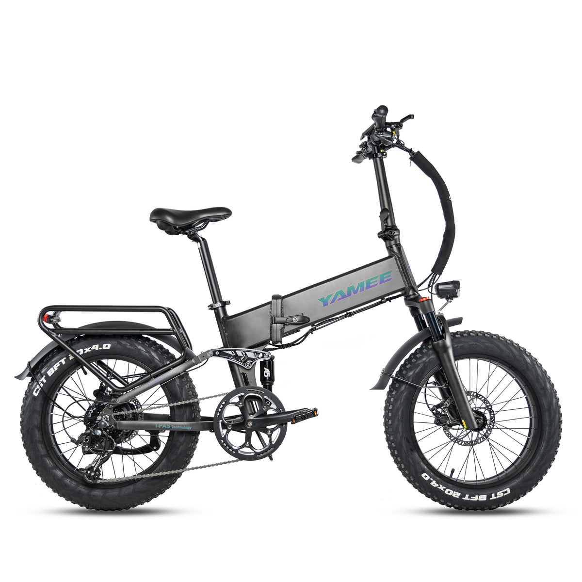 fat tire electric tandem bike bicycle Yamee Off Road Folding Electric Bike, Fat Tire 750W Mountain Bike, Grey