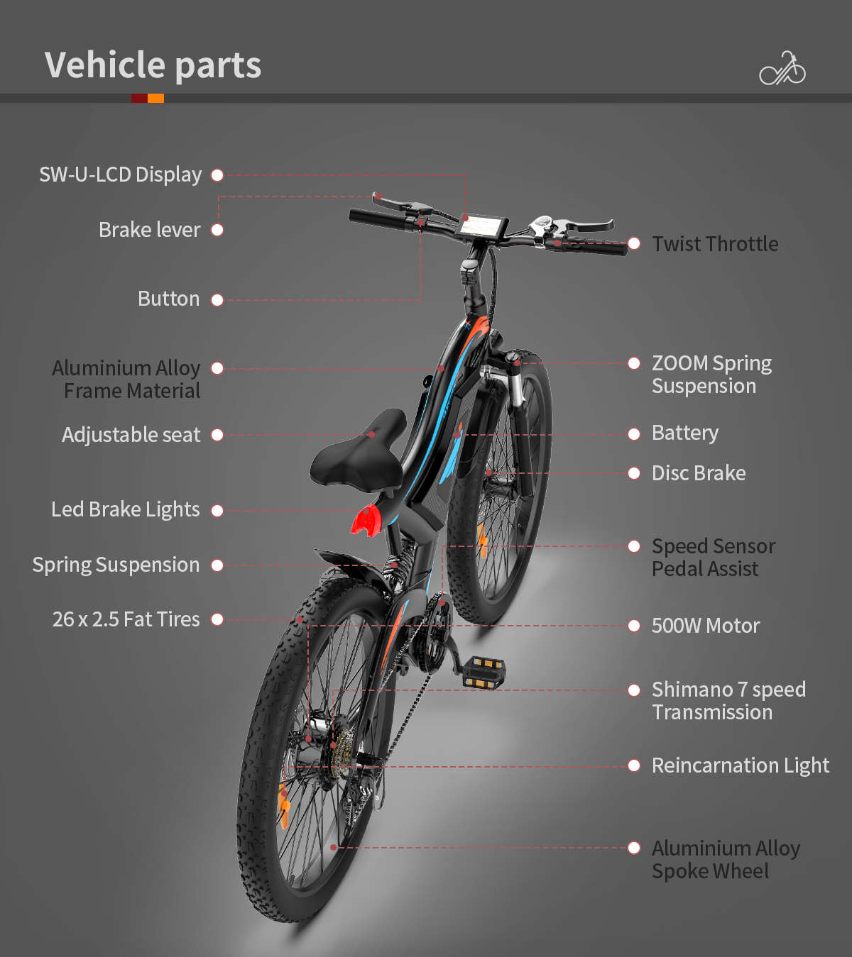 AostirMotor Electric Mountain Bicycle S05 - E-Wheel Warehouse