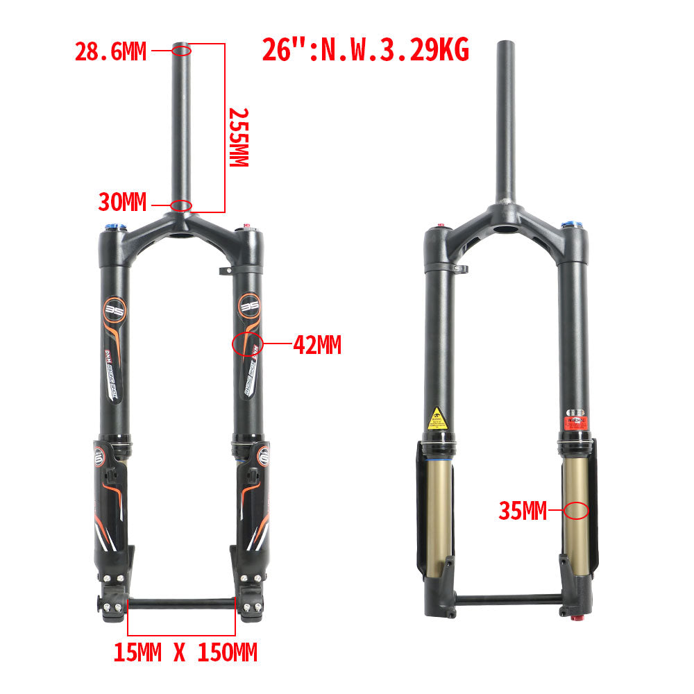 EUNORAU DNM USD-6FAT 26'' Fat Tire Bike Suspension Front Fork - E-Wheel Warehouse